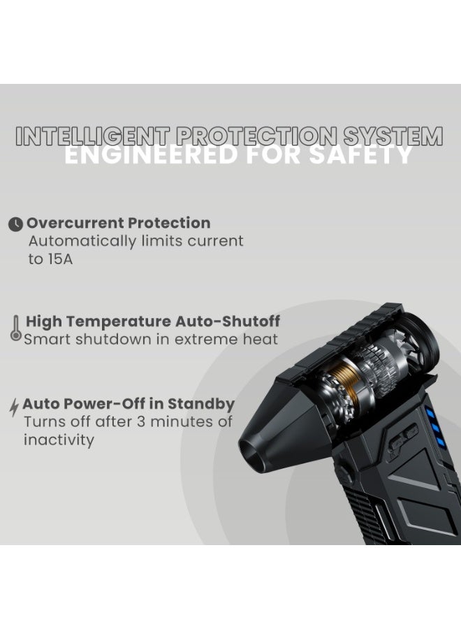 بورترونيكس Portronics Tornado, Mini Handheld High Speed Air Duster, Rechargeable Type-C, for Cleaning Computers, Cars, Backyard and Home Appliances, Cordless & Compact, Adjustable Speed, Up to 130000 RPM (Black) - Image 2